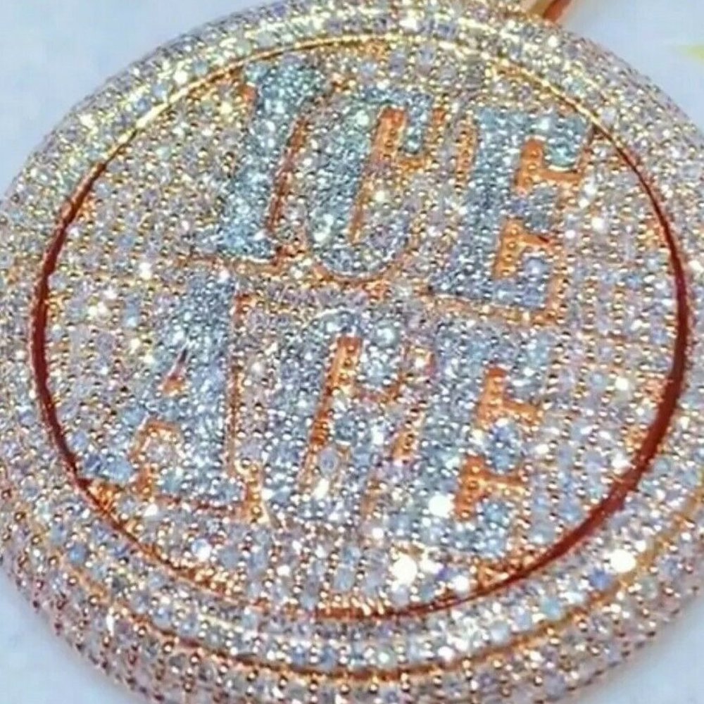 10k Solid Gold Ice Age 4.88 Carats Natural Diamond Pendant withTurn Table Center